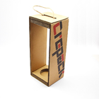 Caja de vino rojo simple de papel ondulado con cajas de regalo rígidas de cuerda portátil