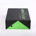 negro de la puerta doble y caja de regalo de lujo de la cartulina de cuero verde de la PU con el parte movible modificado para requisitos particulares de la esponja del recorte