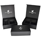 Negro de encargo magnético rígido de cuero del papel de embalaje de la caja de regalo de la PU con EVA Inlay Metal Logo