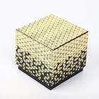 Caja de reloj de cuero personalizada con lámina dorada Dos piezas de papel rígido con almohada envuelta en negro