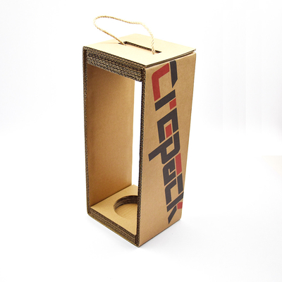 comprar Caja de vino rojo simple de papel ondulado con cajas de regalo rígidas de cuerda portátil online manufacture