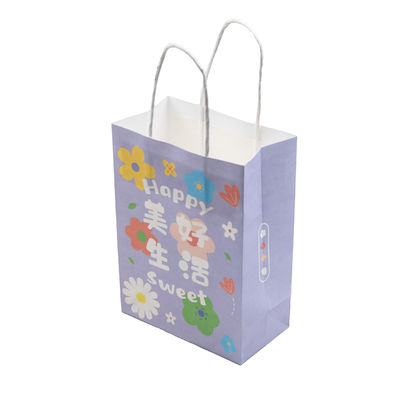 comprar Bolsa de papel kraft morado de tamaño personalizado, embalaje de lujo impreso para supermercado, comida para llevar, café, té con leche online manufacture