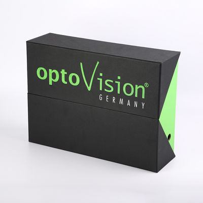 comprar negro de la puerta doble y caja de regalo de lujo de la cartulina de cuero verde de la PU con el parte movible modificado para requisitos particulares de la esponja del recorte online manufacture