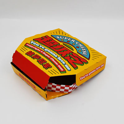 comprar La caja de la entrega de la pizza e flauta acanaló la aduana de Cmyk de la caja de la pizza imprimió la caja adaptada de la entrega del foold online manufacture