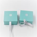 Forma de lujo azul de Ring Ribbon Flap Magnetic Book de la joyería de la mancuerna de las cajas de regalo de OBM