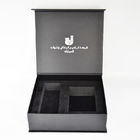 Negro de encargo magnético rígido de cuero del papel de embalaje de la caja de regalo de la PU con EVA Inlay Metal Logo