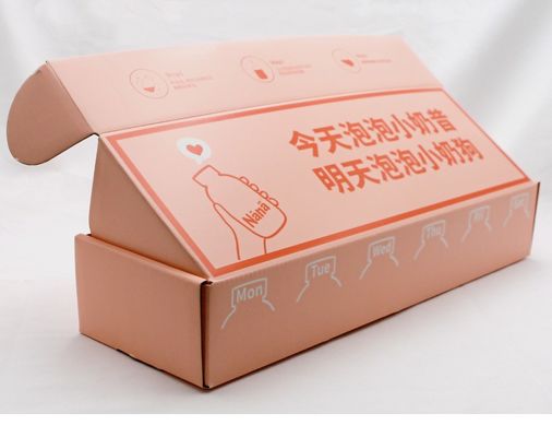 comprar El anuncio publicitario acanalado rosado de encargo encajona la hoja de oro de la laminación de Matt con el logotipo online manufacture