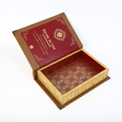 comprar La caja de regalo formada libro de madera de grabación en relieve cubre el embalaje con cuero del logotipo redondo superficial del metal de la espina dorsal 3D online manufacture