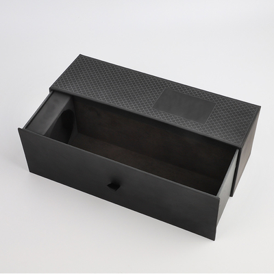 comprar Cartulina que resbala la caja de cartón de empaquetado del alcohol de lujo del vino del negro de la caja ISO del cajón online manufacture
