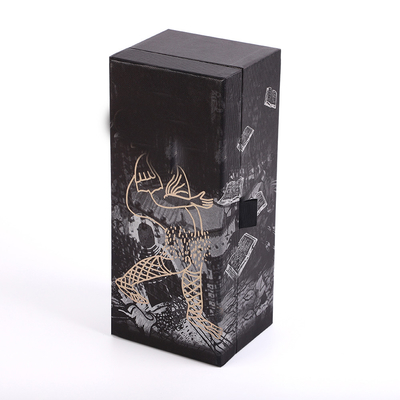 comprar Caja magnética rígida decorativa de la botella de vino del alcohol de la vodka de la botella de la hoja de plata de la caja de regalo sola online manufacture