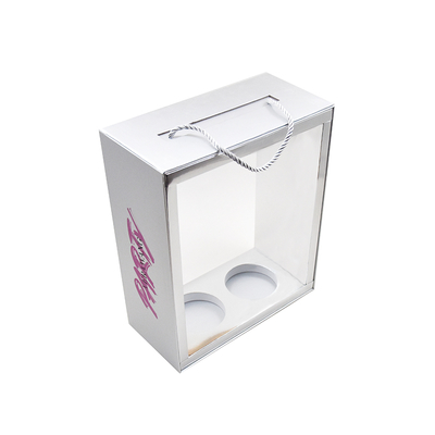 Caja de almacenamiento de lujo de doble botella para whisky de vino y caja de papel para champán