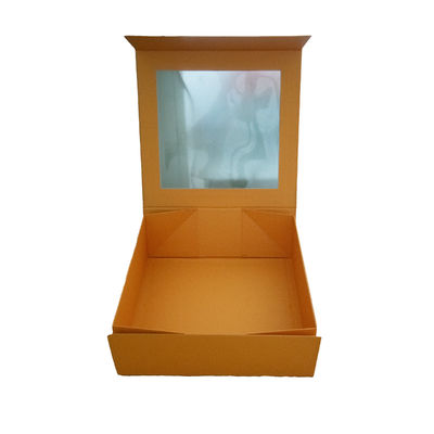 Caja de regalo de lujo de cartón rígido reciclado con logotipo personalizado con ventana de PVC transparente y cierre magnético