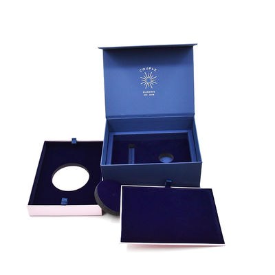 Premium Luxury Blue Matte Rigid Cardboard Caja de regalo de cierre magnético con inserción de espuma