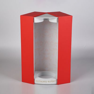 Caja de empaquetado del vino del regalo de la cartulina rígida magnética del cierre de la puerta doble con el tenedor y la protección del parte movible de EVA