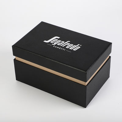 caja de regalo negra rígida de la base y de la tapa con la bandeja de la aplicación dentro y el parte movible de la esponja en recorte modificado para requisitos particulares